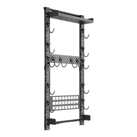Gun Rack Wall Mount, Heavy Duty Steel, Indoor Rifle Shotgun Rack with Magazine Holder, MOLLE Panel, Gun Accessories Display Storage Holder