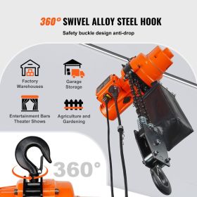 Electric Chain Hoist, 2200 lbs Load, 20 ft Lifting Height, 6.9 ft/min Speed, 120V, Single Phase Overhead Crane with Chain