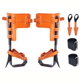 Tree Climbing Spikes, 1 Pair Alloy Steel Climbing Spurs, 350lbs Load Capacity Tree Climbing Gear with Straps and Spike Protectors (Sleeve Material: Leather Model, Safety Rope Configuration: Without Safety Rope)
